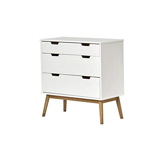 Marckeric Cómoda de 3 cajones de Madera lacada de Color Blanco