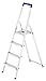 Produktbild Hailo L20, Alu-Haushaltsleiter, 4 Stufen, blauer Haltebügel, Eimerhaken, belastbar bis 150 kg, made in Germany, 8120-407