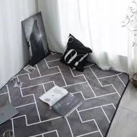 KOOCO European Style Grey Color Stripe Area Rugs Bedroom Mat Non-Slip Floor Rug Super Soft Decorative Antistat Carpet For Living Room, Zigzag Stripes-Grey, 190CM X 190CM