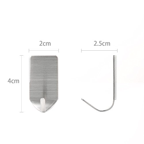 eSky24 8er Klebehaken Selbstklebehaken Geschirrhalter Kleiderhaken Wandhaken 3M selbstklebend wasserdicht Edelstahl ohne Bohren - 5