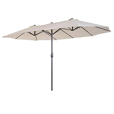 Outsunny Grand Parasol Acier Polyester Longueur Totale 4,6 m crème