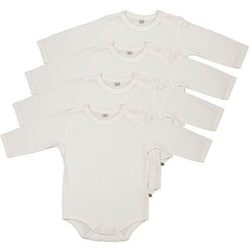 Pippi Unisex Baby Body Long Sleeve AO Printed 4 Pack Blouse, White, 98 cm