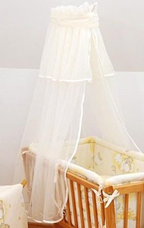 Baby Mosquito Crib Crown Canopy Net / Drape To Fit Crib / Cradle / Moses Basket - CREAM