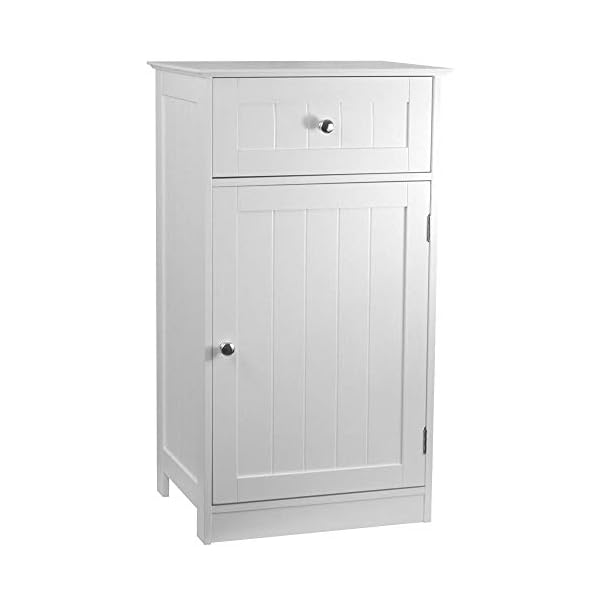 Home Discount Priano Bathroom Cupboard 1 Door 1 Drawer Floor Standing Cabinet Drawer Unit Storage, White