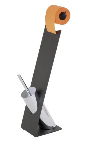 Wenko 19485100 Stand WC-Garnitur Miramar - Flachstahl pulverbeschichtet, 15 x 68 x 25.5 cm, schwarz