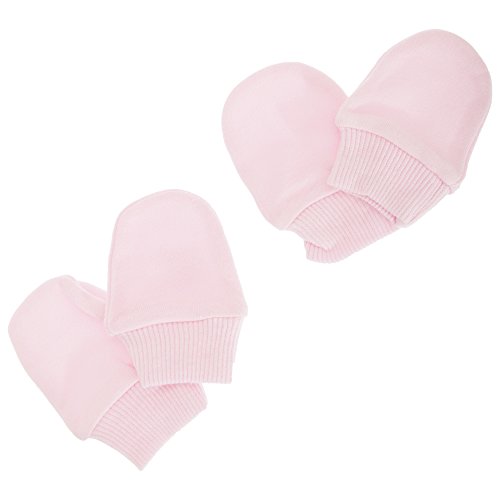 Baby Newborn 100% Cotton Elasticated Scratch Mittens (Pack Of 2 Pairs) (Newborn) (Pink)
