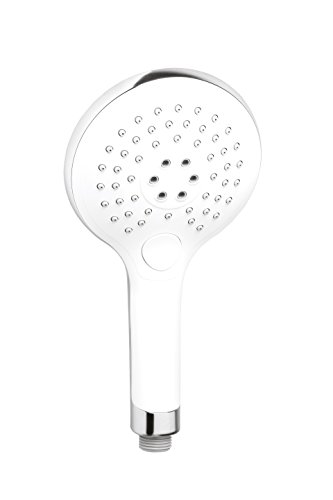 Luxus Design Handbrause CLIO || Duschkopf mit 3 Strahlarten || Strahl-Funktionen mittels Knopfdruck verstellbar || Hochwertige Ausführung in weiß / verchromt - 4