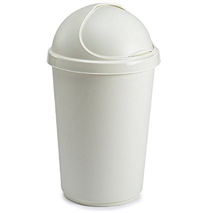 Plastic Bins Bullet Bin Recycling Waste Bin Rubbish Cardboard Plastic Disposal Dustbin Flip Top Flap Lid (50L, Cream)