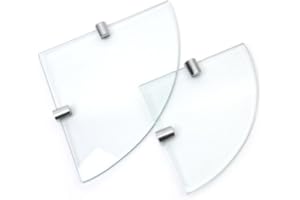 BSM Marketing Lot de 2 étagères d'angle en verre trempé de 6 mm - 150 mm et 200 mm