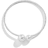 Carufin Bracciale con perle Braccialetti in argento con cristalli aperti Braccialetti per donne e ragazze