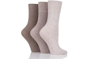 SARIMON 3 Pairs Women's Diabetic Socks wide Cotton Honey Comb top soft cuff neuropathy Non-Elastic Grip Oedema friendly Seamless Toe Swollen feet Non-Binding Circulatory UK SIZE (4-8)