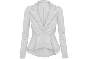 P&R DANCEWEAR LTD Ladies Long Sleeved Crop Frill Slim Fit Peplum Blazer Modern Jacket Coat