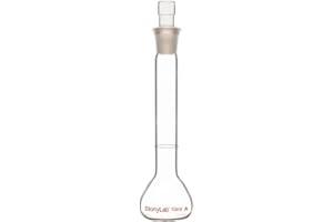 stonylab Frascos Volumétricos de Laboratorio, Matraz Aforado Clase A con Tapón de Vidrio, Matraz Aforado de Pared Pesada de Vidrio de Borosilicato Tolerancia, ±0,02ml, 10ml