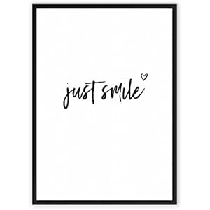 just smile - einzigartiger Kunstdruck mit Spruch auf wunderbarem Hahnemühle Papier DIN A4 (optional A3 und A2) -ohne Rahmen- schwarz-weißes Wand-Bild Poster Fine-Art-Print zur Dekoration im Büro und Zuhause oder als Geschenk-Idee zum Geburtstag Hochzeit Umzug Einzug für Freundin Freunde Mutter Familie... Home Deko - Lebensweisheit Regeln für Zufriedenheit & Glück - lächle!
