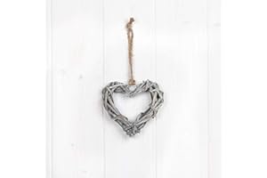 Satchville Gift Company Grey Willow Heart x 10cm Wedding Home Event Decoration Hanging Ornament