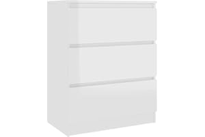 vidaXL Aparador Muebles de Cajones Almacenaje Buffet para Salón Comedor Dormitorio Casa Hogar Oficina de Contrachapada Blanco Brillante 60x35x76 cm