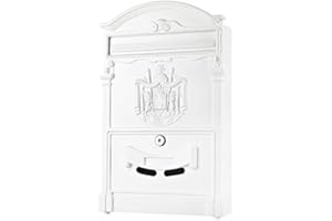 Melko Skrzynka na listy, odlew aluminiowy, antyczna, 25,5 x 8,6 x 41 cm, ścienna skrzynka pocztowa w formacie A4