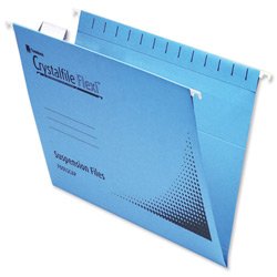 Brand New. Rexel Crystalfile Flexifile Suspension File Manilla V-base Foolscap Blue Ref 3000041 [Pack 50]