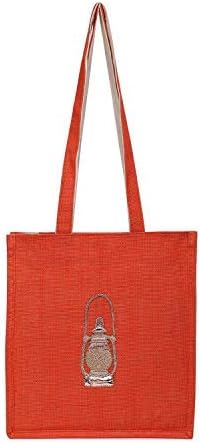 ECOHUBPremium Jute Orange Hand Bag for women | Tote Bag | Fancy Bag for Girls | College Bag for Girls | Trendy Handbag | Womens Hand Bag