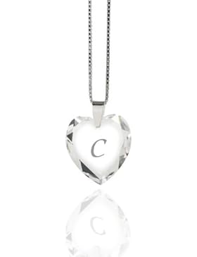 Kette 925 Silber mit SWAROVSKI ELEMENTS Herz Crystal Buchstabe
