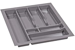 ALUSFERA Portaposate per Cassetti 50 cm – Organizzatore per Cassetti con Scomparti Regolabili – Vassoio Portaposate per Cucina – Regolabile e Facile da Pulire - 430x490mm Argento