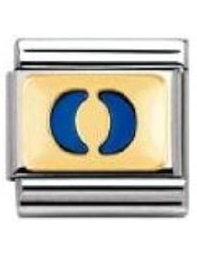 Nomination Composable Classic BUCHST. BLAU Edelstahl, Email und 18K-Gold (O) 030201