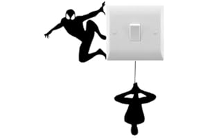 HATCHERABILIA 8 Man in a Spider Superhero Costume Small Light Switch Stickers/Cars/Laptop/Water Bottles/Wall Decal (Black)