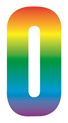 UK1One High Visible Rainbow Wheelie Bin Self Adhesive Reflective Numbers Stickers For Cafe Hotels Shops Office Dustbins [ Rainbow, Number 0 ]