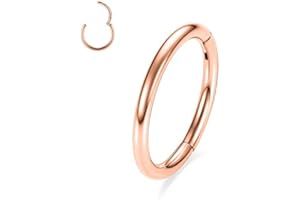 hengkaixuan 316L Surgical Steel Hinged Seamless Septum Clicker Ring 20G/18gG/16G/14G/12G/10G/8G Nose Ring Tragus Cartilage Helix Daith Tragus Earring Hoop Piercing Jewelry for Women Girls