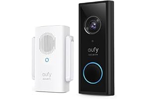 eufy Säkerhetsvideodörrklocka 2K HD trådlös säkerhetskamera med dörrklocka, batteridriven, AI-persondetektering med AI, enkel installation (renoverad)