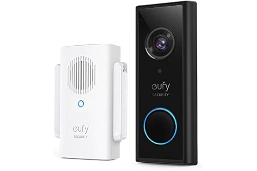 eufy Security 2K HD Kabellose Sicherheitskamera mit Türklingel & Türglocke | Akkubetrieben, K.I. Personenerkennung mit A