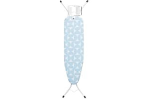 Brabantia - Ironing Board A - with Steam Iron Rest - Compact & Foldable - Adjustable Height - Non-Slip Feet - Perfect Fit Cotton Cover - Child & Transport Lock - Fresh Breeze - 110 x 30 cm