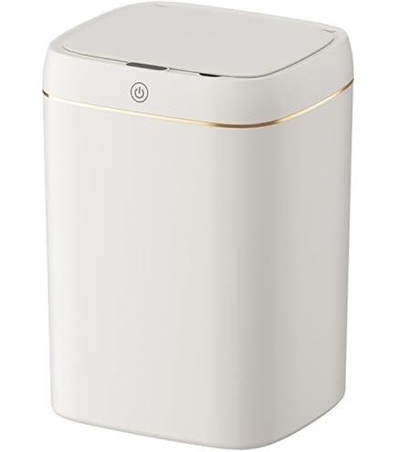 Pukomc Pattumiera Automatica A Sensore 9 Litri – Cestino Touchless Intelligente Per Bagno E Cucina, Bianco E Oro - 4