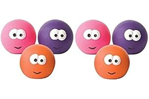 GoodBoy NEW 6 PCK 7 CM LATEX FACE BALLS BIG EYES DOG PUPPY SQUEAKY TOY 08383