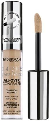 Deborah Milano - Correttore Fluido 24 Ore Perfect All-Over con Acido Ialuronico, 04 Apricot, Lunga Tenuta Waterproof, Effetto Alta Coprenza e Idratante, Minimizza Occhiaie e Discromie del Viso, 5.5 gr
