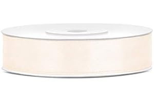 DaLoKu Satinband 6/12/25/38/50/100mm x 25m Geschenkband Schleifenband, Größe: 12mm x 25m, Farbe: helles Creme