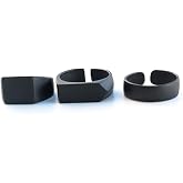 Trend Collection 3 Pieces Black Classic Model Adjustable Men's Ring Set
