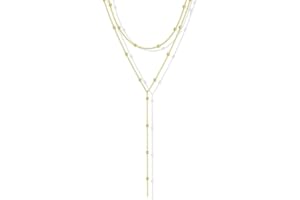 AzureRay Collier en Y pour femmes, Collier Acier Inoxydable Femme Superposé Doré Élégant à Chaînes Longues Look Chic et Moderne pour Toutes Occasions Accessoire Mode