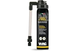 WAG gonfia e ripara 75ml con Adattatore valvole Presta Schrader Regina (Liquidi Sigillanti) / inflate And Repair 75ml with Presta Schrader Regina Valve Adapter (Sealant)