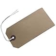 50 MED Brown/Buff (Manilla) Strung 96 x 48 mm Tag/Tie On Luggage Craft Labels 3 by Merit, Brown, Individual Packaging, Brown, Medium, Buffalo