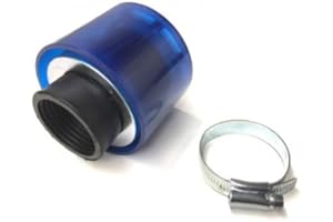 STREETPARTS24 Tuning Sport Luftfilter Blau Rund passend für Roller/Scooter – Hochwertiger Luftfilter mit verstellbarer Schelle, transparent/blau, für Vergaser 38mm Anschluss