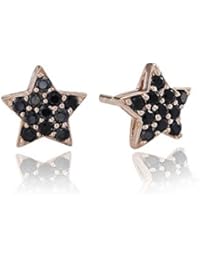 Sif Jacob de joyas pendientes para mujer Atrani - 18 K chapado en oro rosa en colour negro con circones