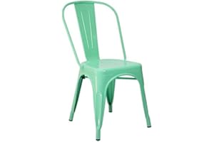 Vaukura Silla Oliix - Silla Industrial Metálica Brillo (Verde Menta)