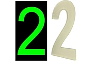 SONNET SIGNS 3D Acrylic Luminous House Door Numbers Glow in the Dark Stick On Self Adhesive Home Signs Hotel Office Appartments Mailbox Outdoor 6cm (Number - 2)