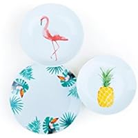 Excelsa, Tropical - Juego de Vajilla de 18 piezas, de porcelana color blanco con decoraciones