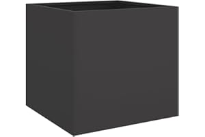 vidaXL Jardinière, Bac à Fleurs, Pot de Plantes, Boîte à Fleurs, Jardinière Surélevée de Jardin Patio Terrasse, Noir 49x47x46 cm Acier