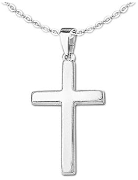 CLEVER SCHMUCK-SET Silberner Anhänger Mini Kreuz 15 mm schlicht glänzend mit Kette Anker 40 cm STERLING SILBER...
