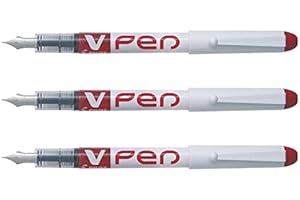 PILOT Lot de 3 Stylos Plume jetable V-Pen Rouge