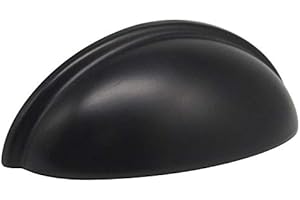 Probrico 20 X Cup Cabinet Door Handles Modern Shell Drawer Pulls, 76mm(3 inch) Hole Centers, Black