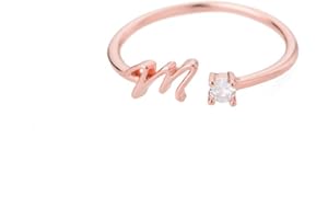 Bungsa® Buchstaben Ring roségold Zirkonia-Kristall aus Metall - biegbarer Fingerring/Zehenring Toering für Damen, Kinder & Herren - A B C D E F G H I J K L M N O P Q R S T U V W X Y Z